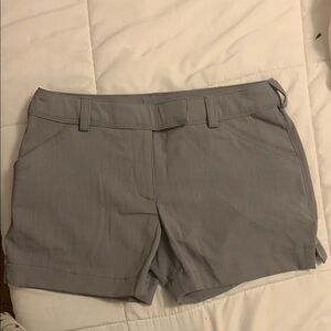 Gray shorts with Flat Front Design and Zipper Fly